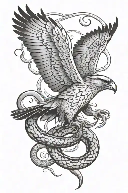 Hawk Swooping Up Snake