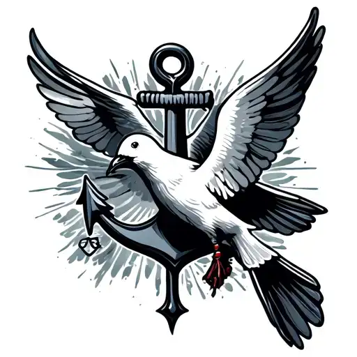 Anchor With Dove Flying