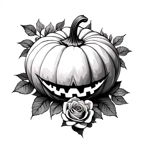 Pumpkin And Roses Intertwined