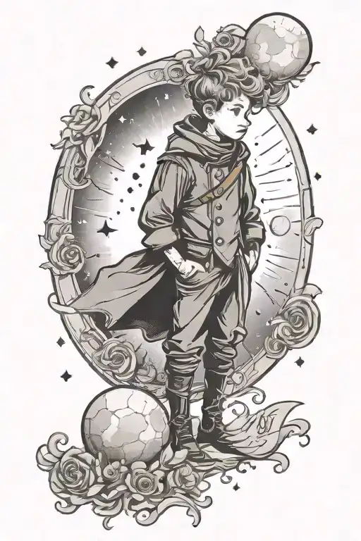 Little Prince Tattoo Moon Phase Design