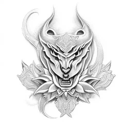 Symmetric Damask Ornamental Black Tattoo With Shadow