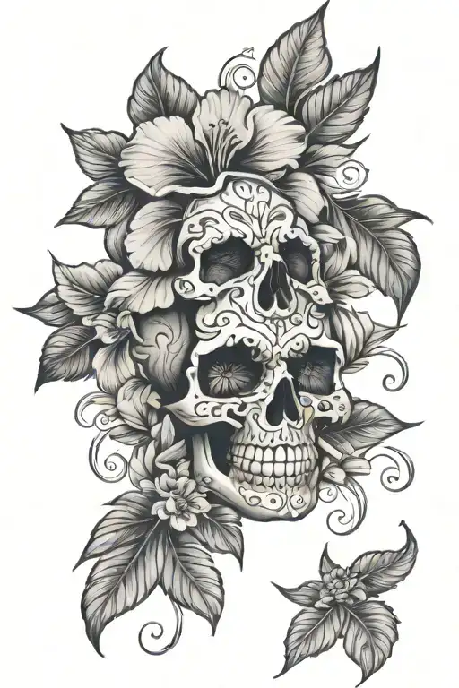 Hibiscus And Sugar Skull Strength Inspired