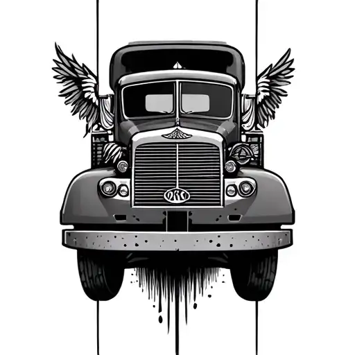 Indian And American Truck In One Tattoo Design