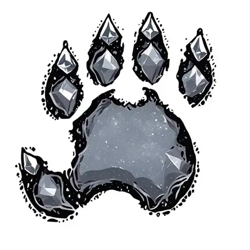 Dog Paw Print With Diamond Shap Inside