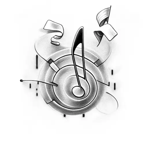 A Music Note Intertwined With A Golf Club