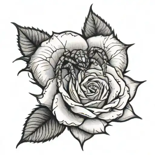 Rose And Spider Crawling