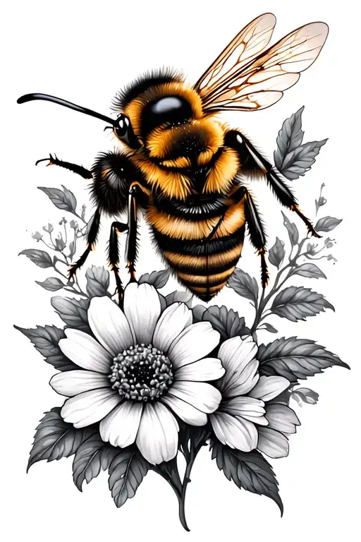 Honey Bee And Flowers Wrapped