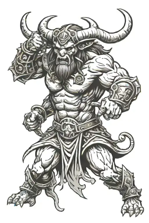 Minotaur Holding A Warhammer