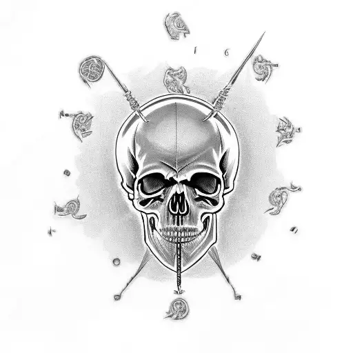 Gothic Skull With The Numbers 0563 And 3104 Hidden In It