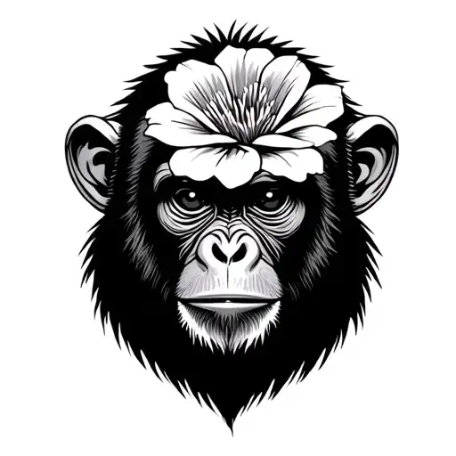 Monkey With A Flower On The Head Emerging