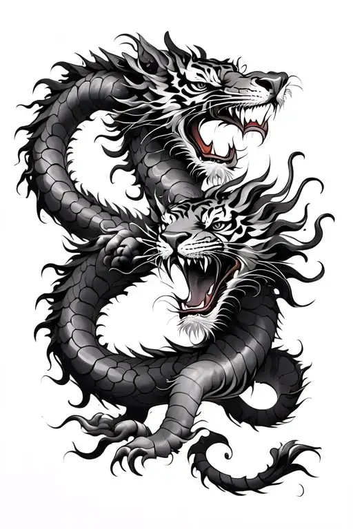 Chinese Dragon And Tiger Fighting