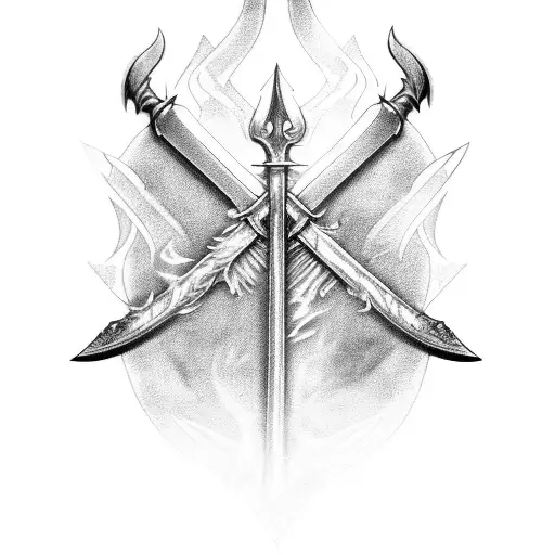 Three Different Swords With Flames Background