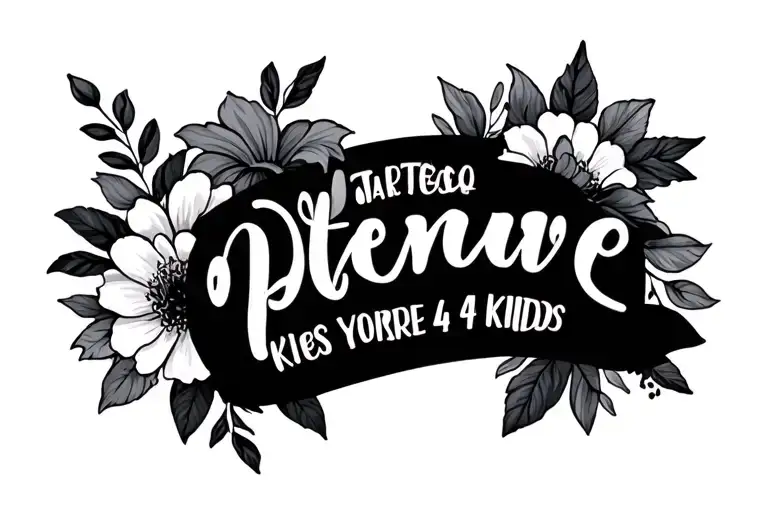 Cover Up Name With Flowers And 4 Kids Name