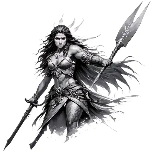 Valkyrie On Battlefield With Spear