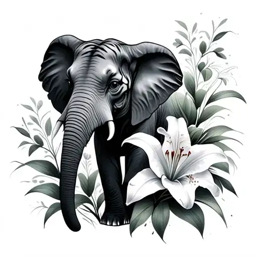 Tiger Lilies With An Subtly Elephant