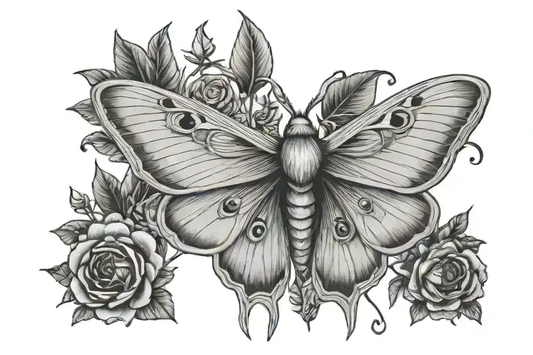 Luna Moth Witchy Tattoo Design