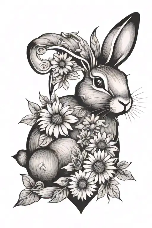 Daisy Flower Heart Bunny Rabbit