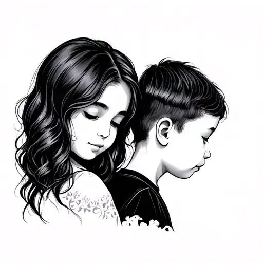 Mother And Son Minimalist Design