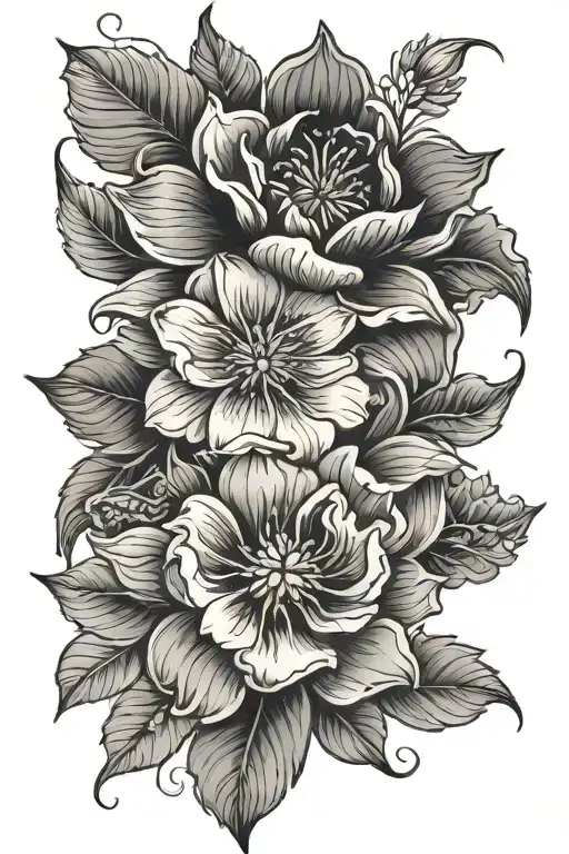 Flower Cover Up Tattoo Design