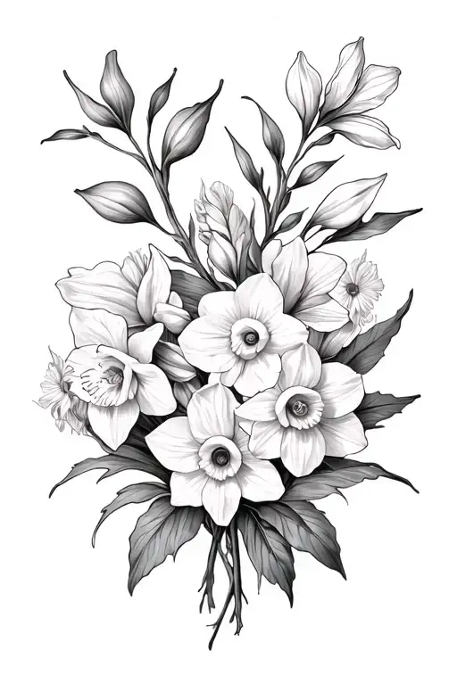 Vine With Daffodil And Carnation And Gladiolus And Narcissus