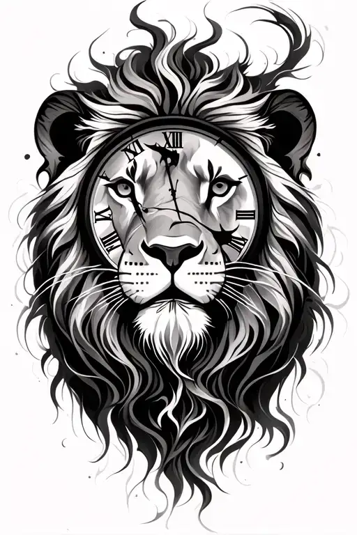 Abstract Lion And Time Piece Incorporating Elements