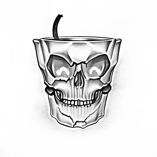 Teacup With Skull On It And Hummingbird Inside It