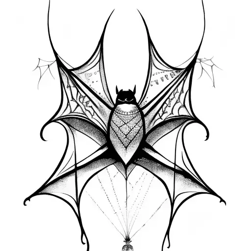 Bat Wings With Mandala Along With Spider Webs On An Arm
