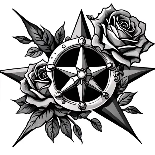 Nautical Star With Roses