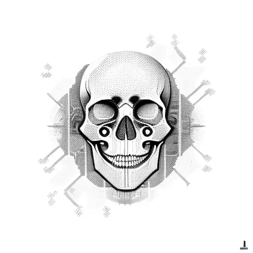 A Computer Motherboard With Intricate Circuitry Forming The Shape Of A Skull