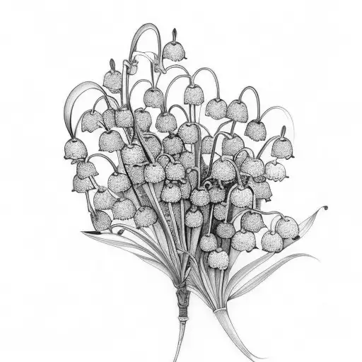 A Delicate Lily Of The Valley And Lavender Bouquet With Intricate Linework