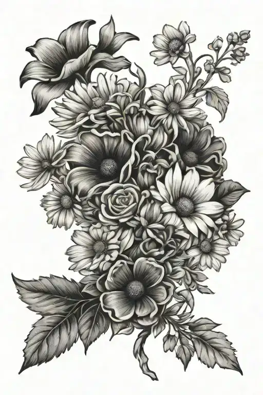 Mourning Glory And Daisy Bouquet