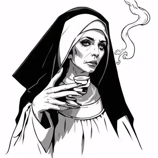 Gothic Nun Smoking