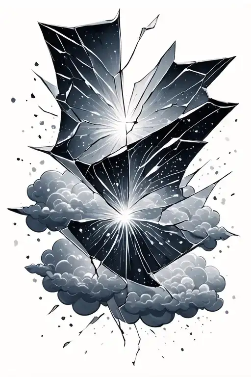 Broken Glass Will Glitter Fine Line Script With Sparkly Clouds