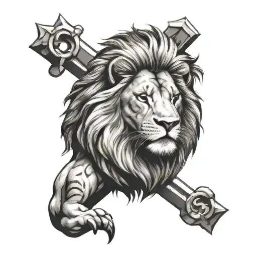 Lion With Cross Of Jesus Christ