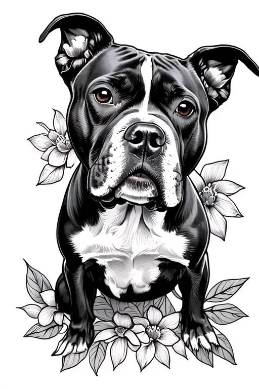 Pitbull With Flowers