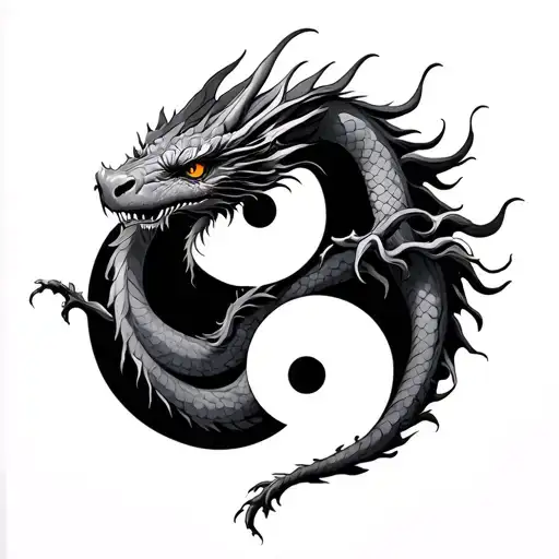 Dragon On Yin Yang Sol Y Luna