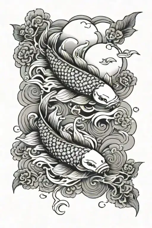 Japanese Clouds With Koi Fish