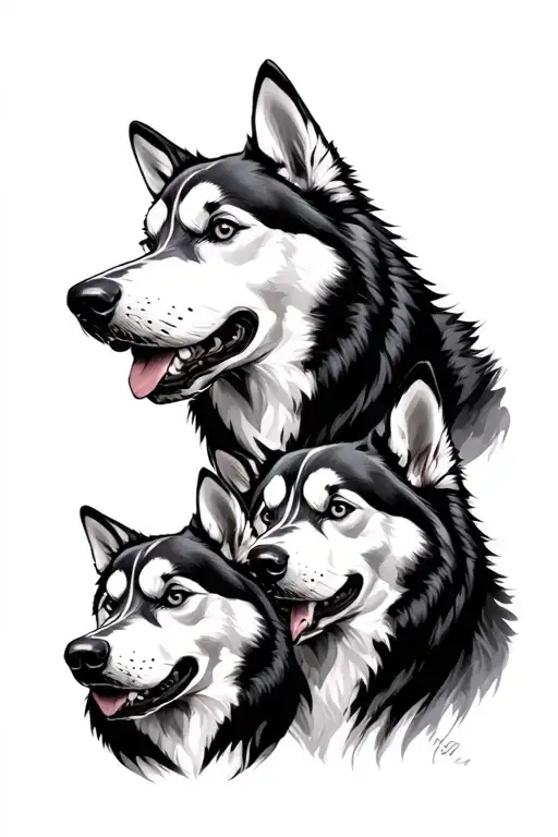 Cerbero With Three Husky Dog Heads