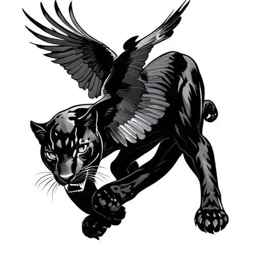 Black Panther Fighting A Parrot Flying Away