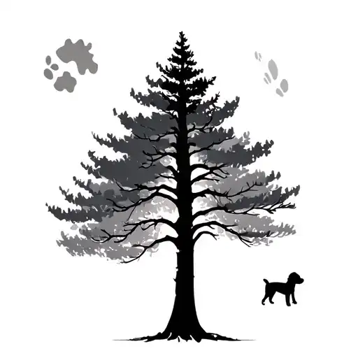 Aspen Tree Simple Tattoo With Dog Print
