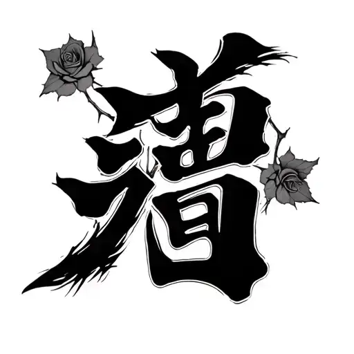 A Japanese Sign Meaning Love And Then Rose Thorns All Over The Symbol