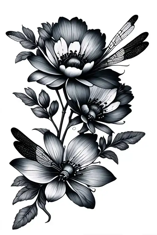 Dragonfly Flowers Blooming