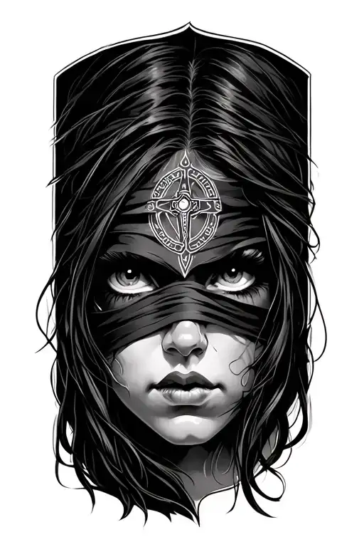 Girl Head Eyes Covered Religious