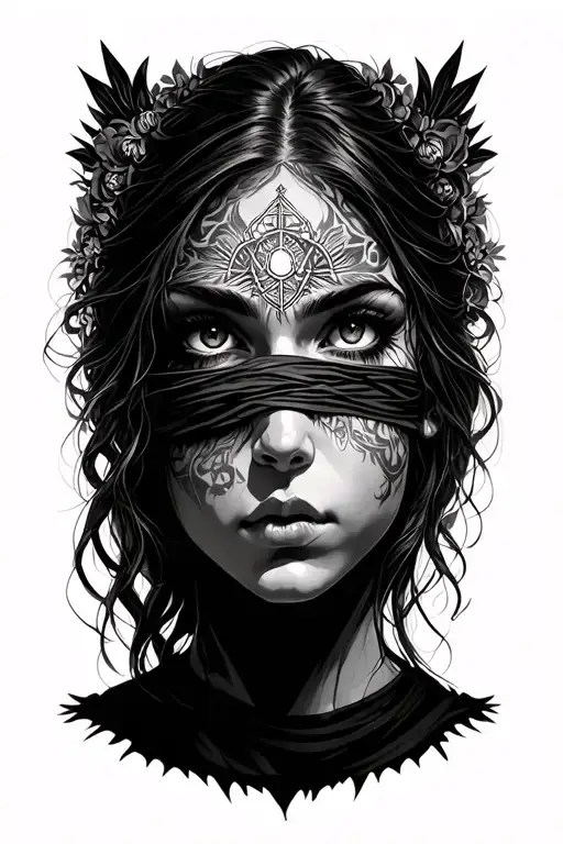 Girl Head Eyes Covered Religious