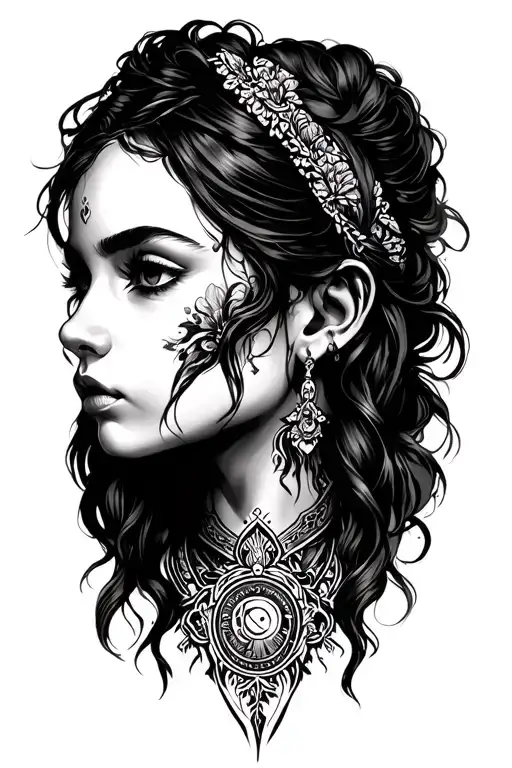 Girl Head Dark Religious