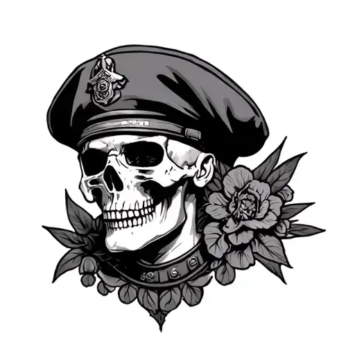 Military Skul Black Beret