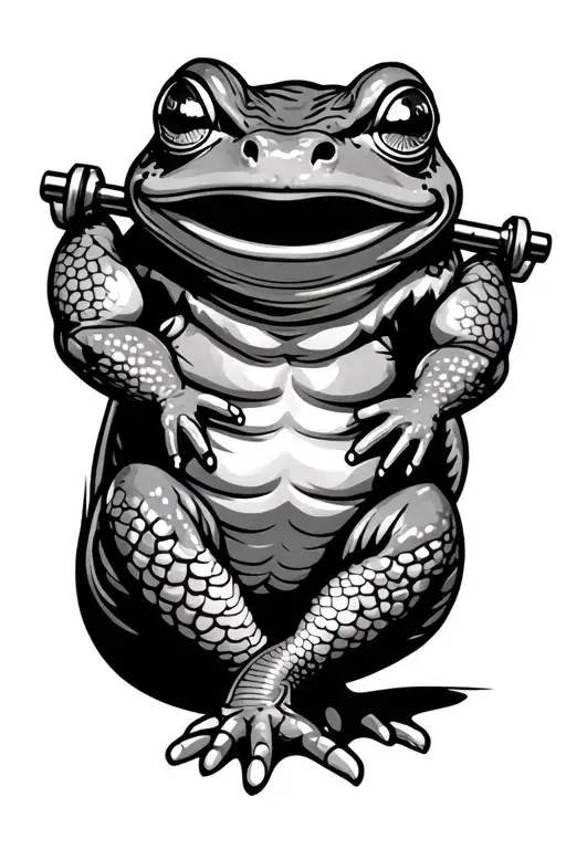 Standing Frog Weightlifting Barbel