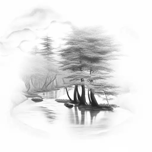 A Winding River Flowing Through A Dense Forest