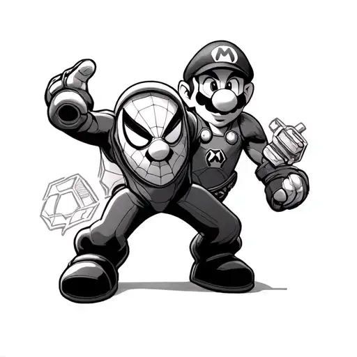 Mario Bros With Sipderman And Halo