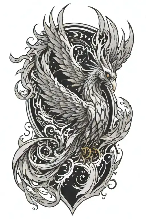 A Cyberpunk-inspired Phoenix Rising From A Digital Flame